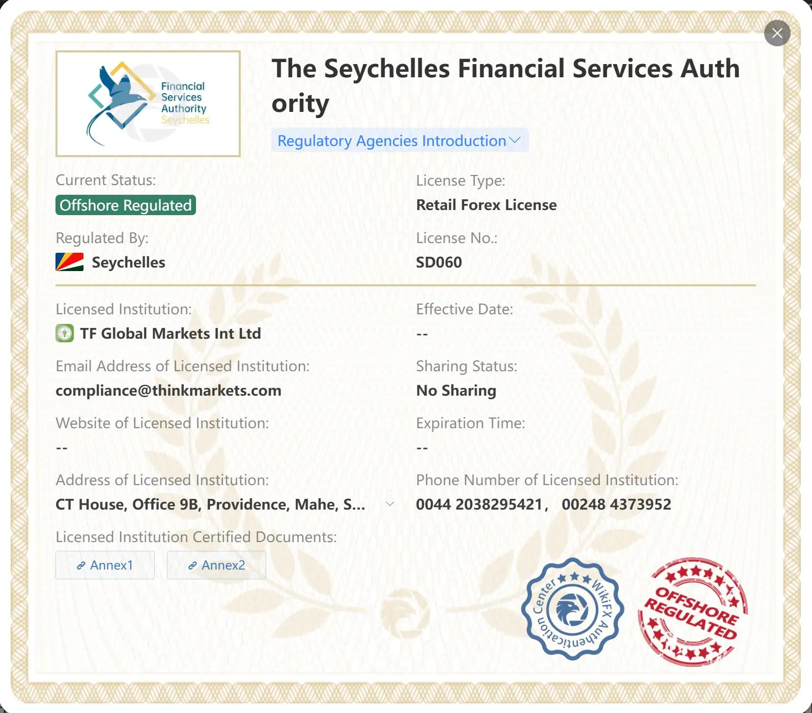 Offshore regulated by FSA Offshore regulated by FSA
