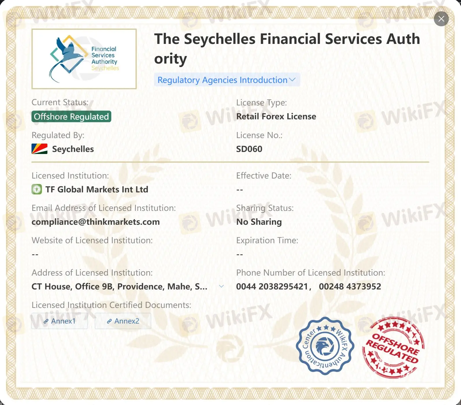 Offshore regulated by FSA