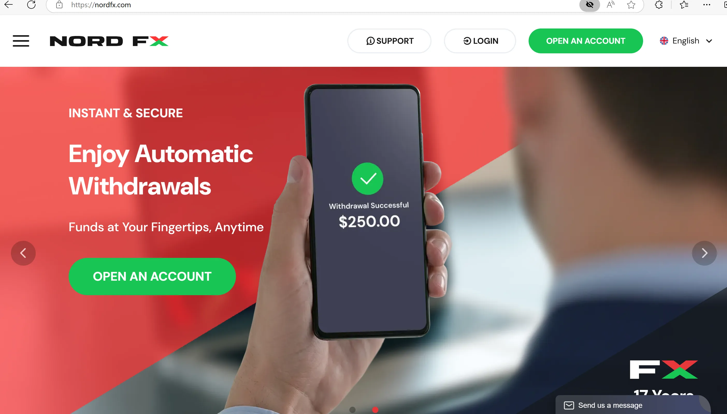 NordFX's homepage