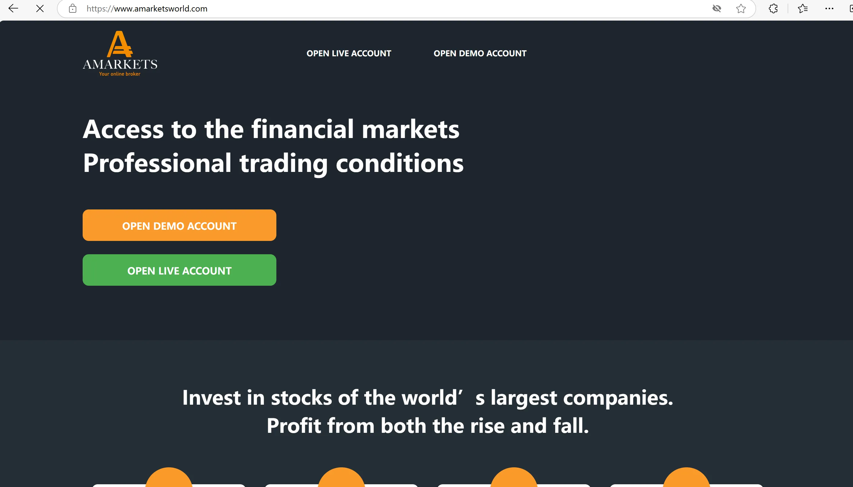 AMarkets' homepage AMarkets' homepage