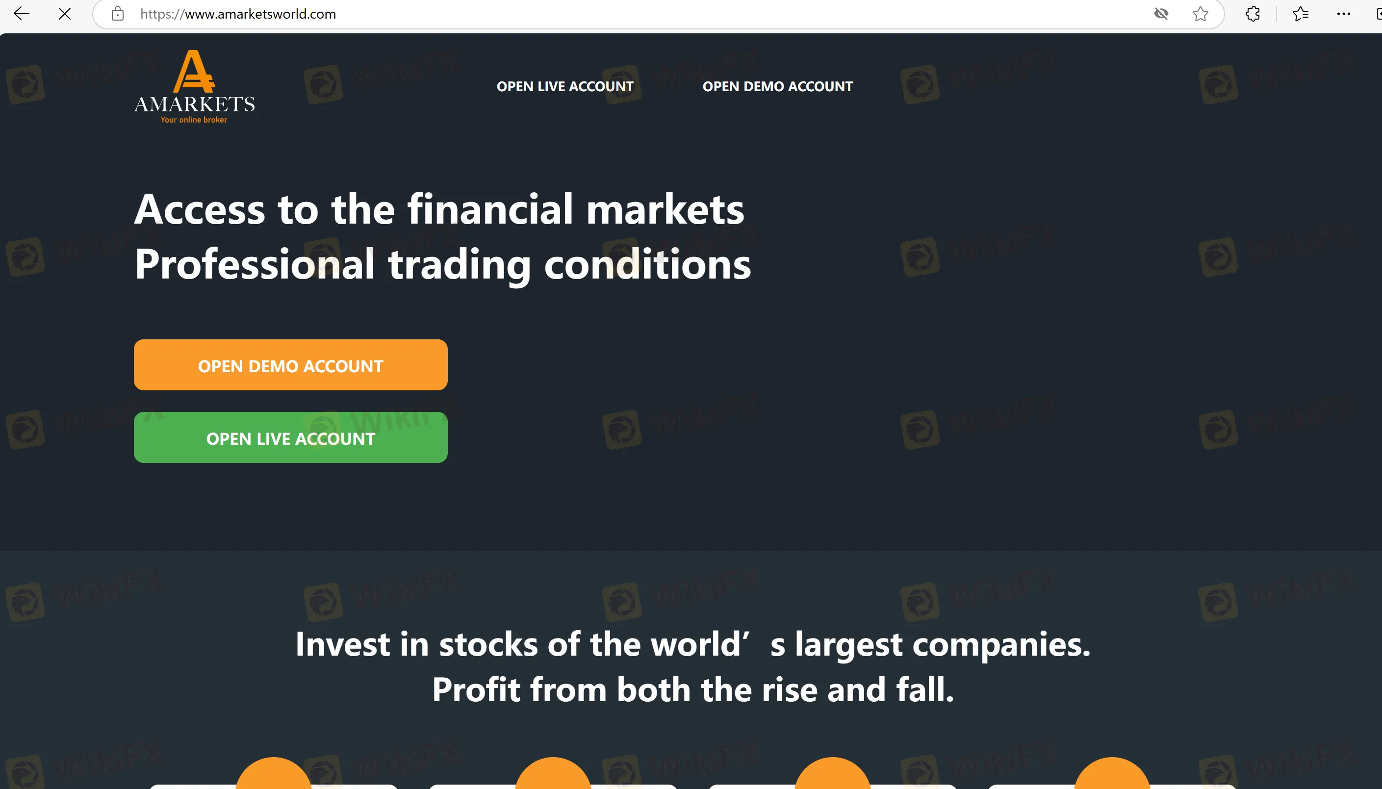 AMarkets' homepage