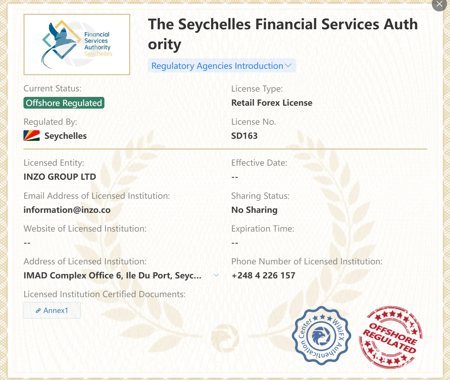 Offshore regulated by FSA