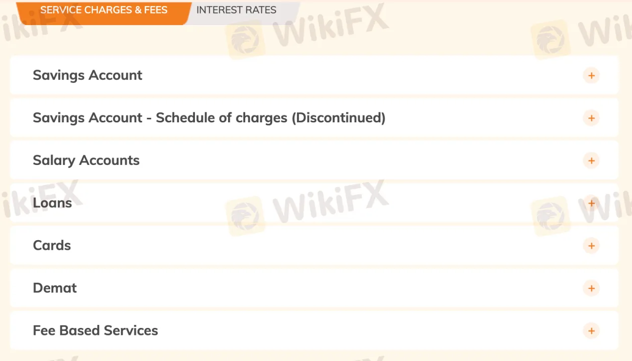 ICICI Bank Fees