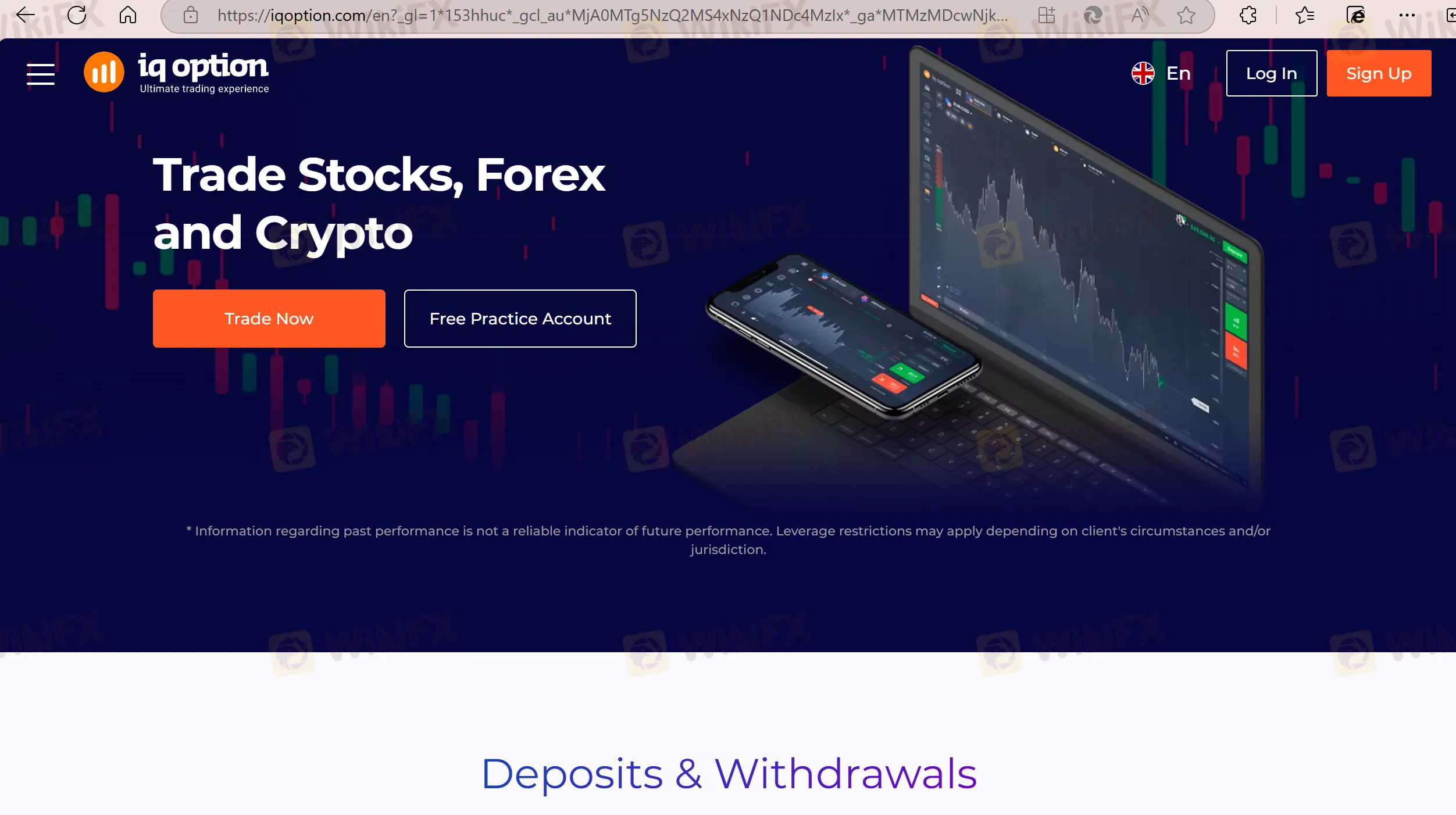 IQ OPTION's homepage IQ OPTION's homepage