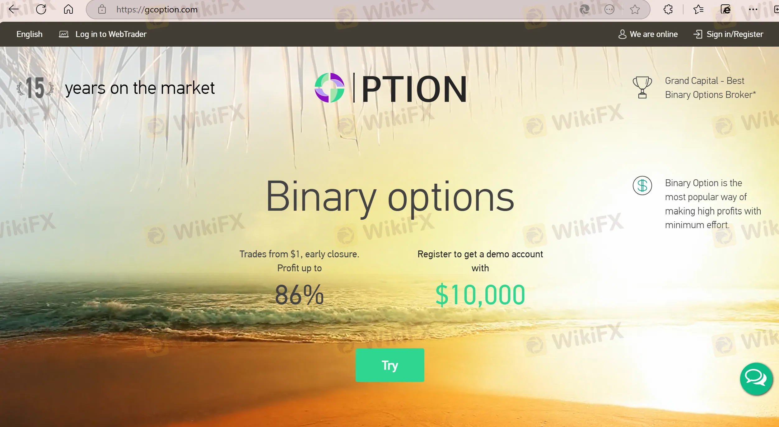 GC Option's homepage