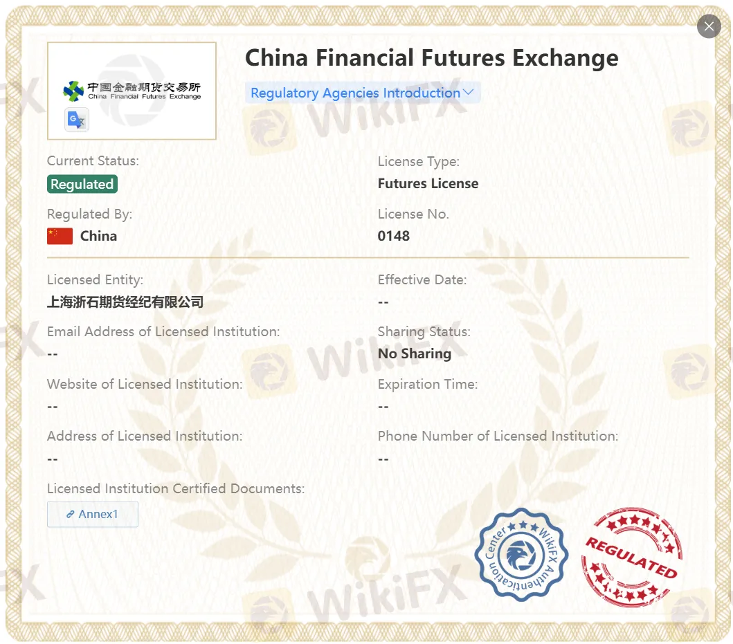 Является ли ZHESHI FUTURES законным?