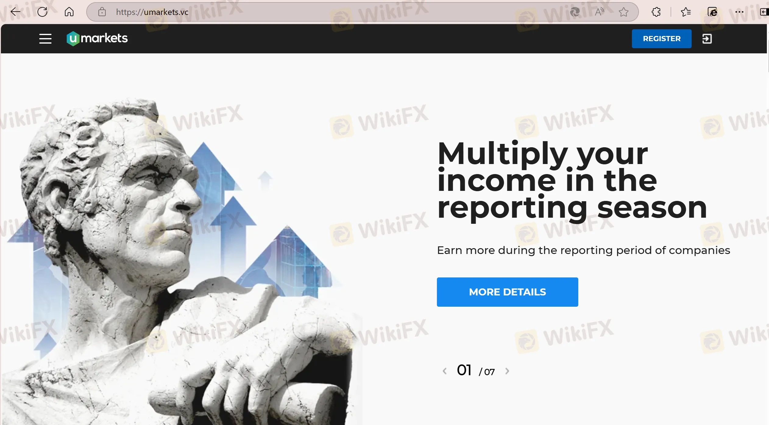 Umarkets' homepage