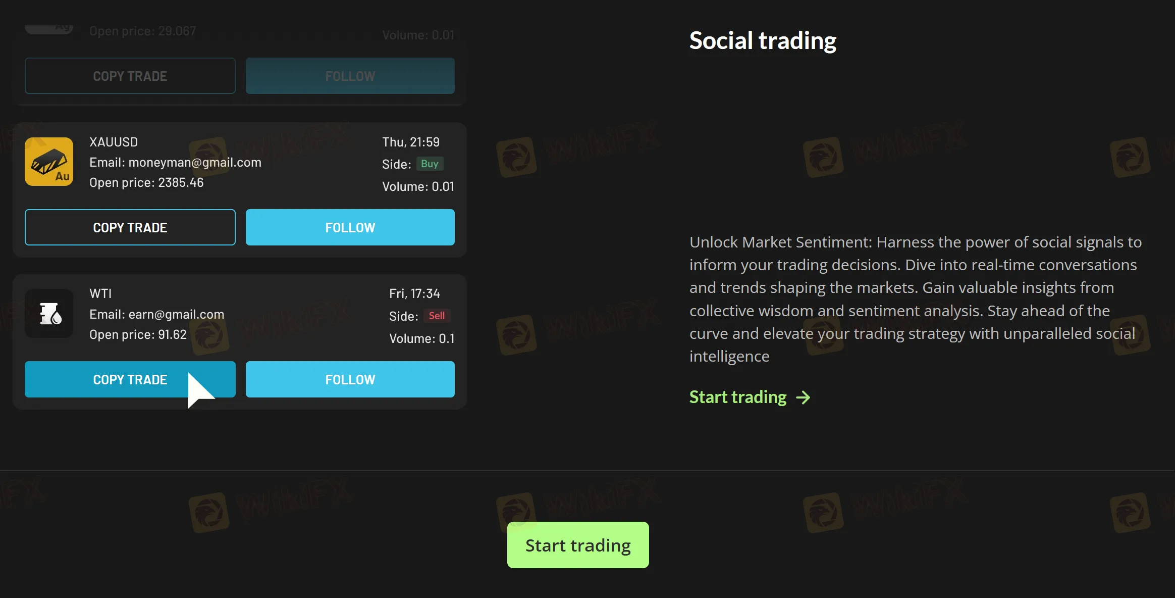 Copie/Trading social