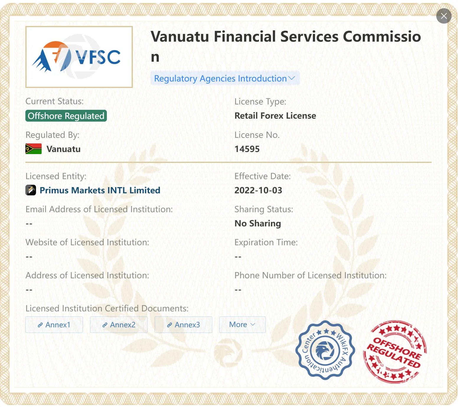 Offshore regulated by VFSC Offshore regulated by VFSC