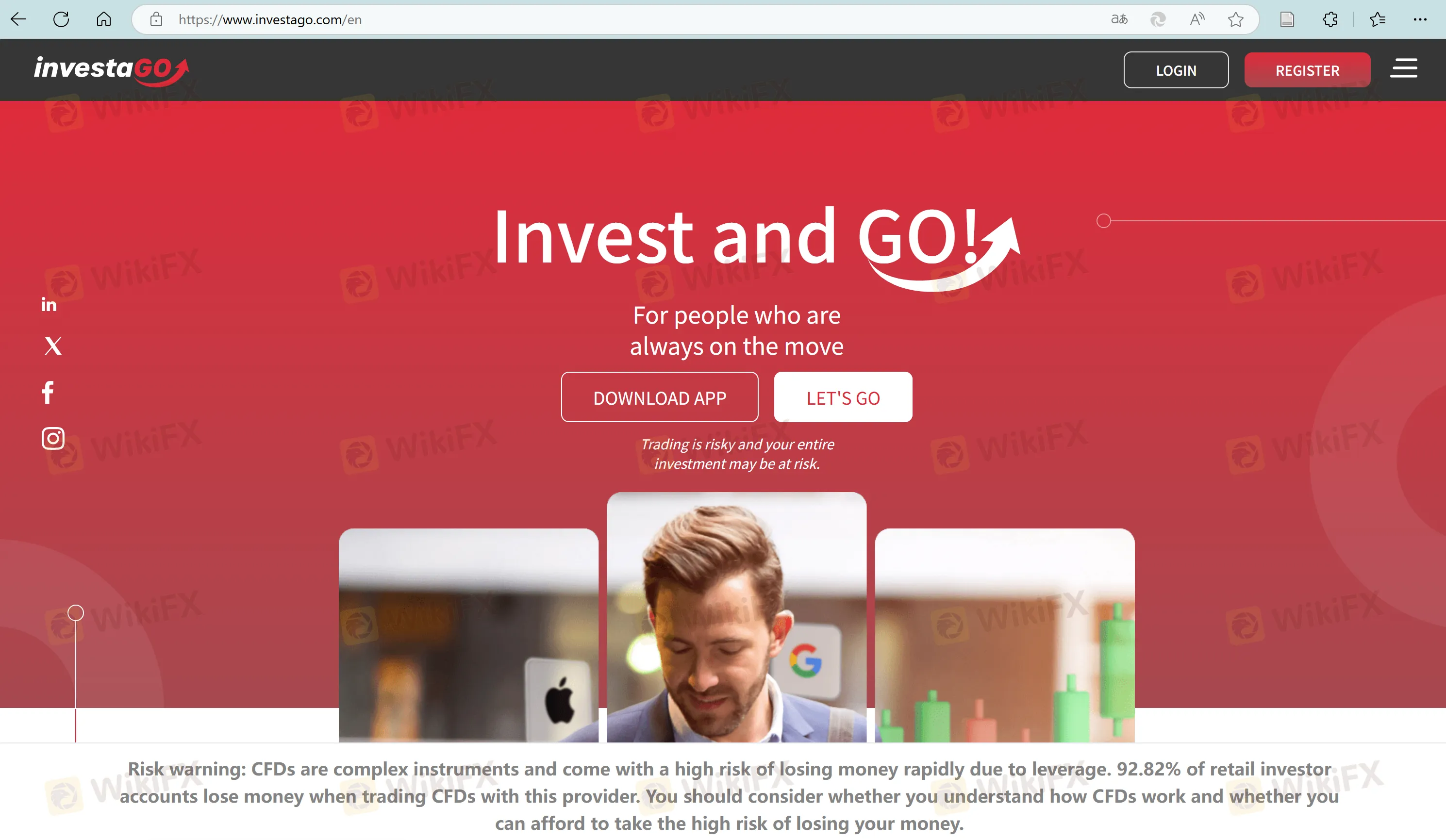 Investago's homepage