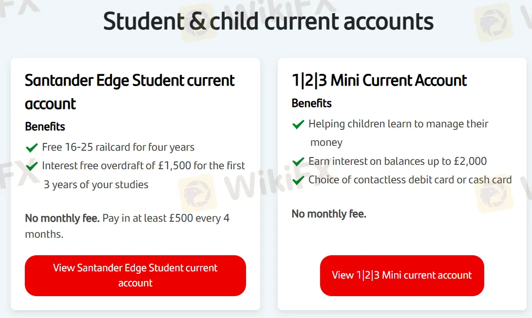 Student & child current accounts