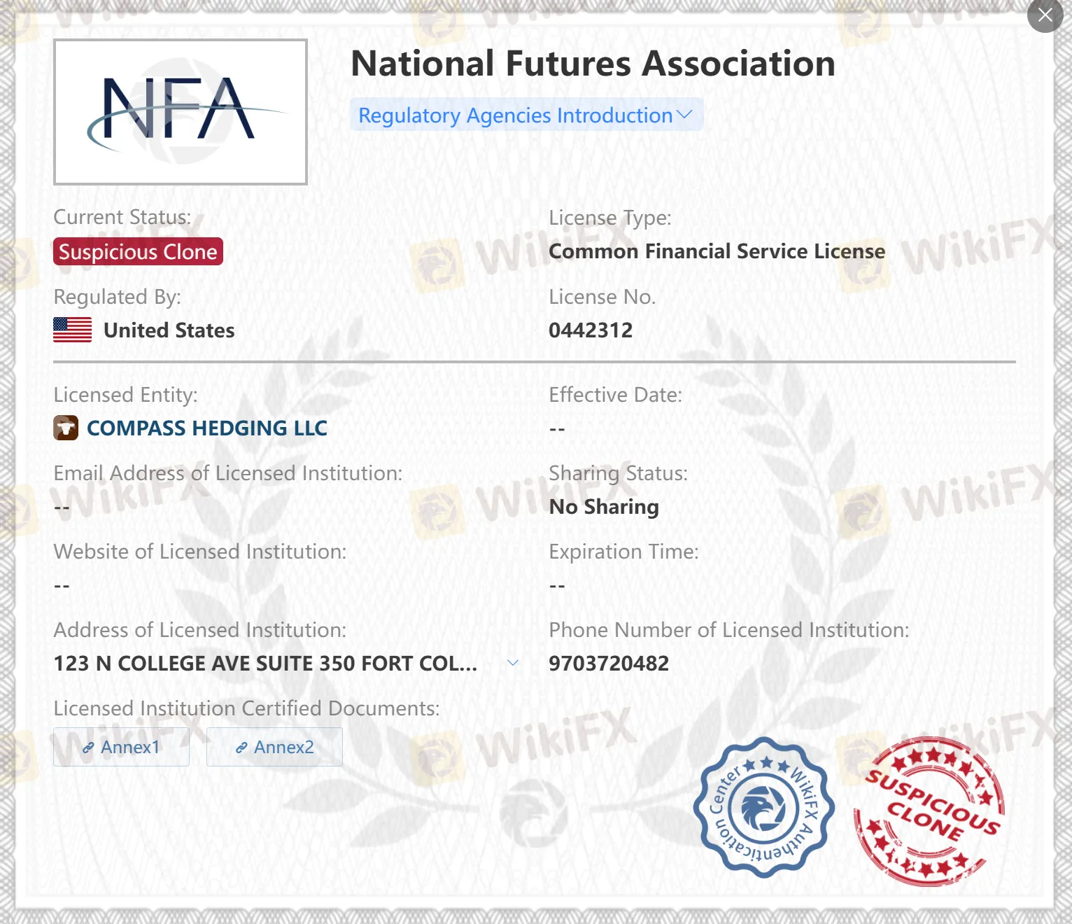 Licence NFA suspecte Licence NFA suspecte