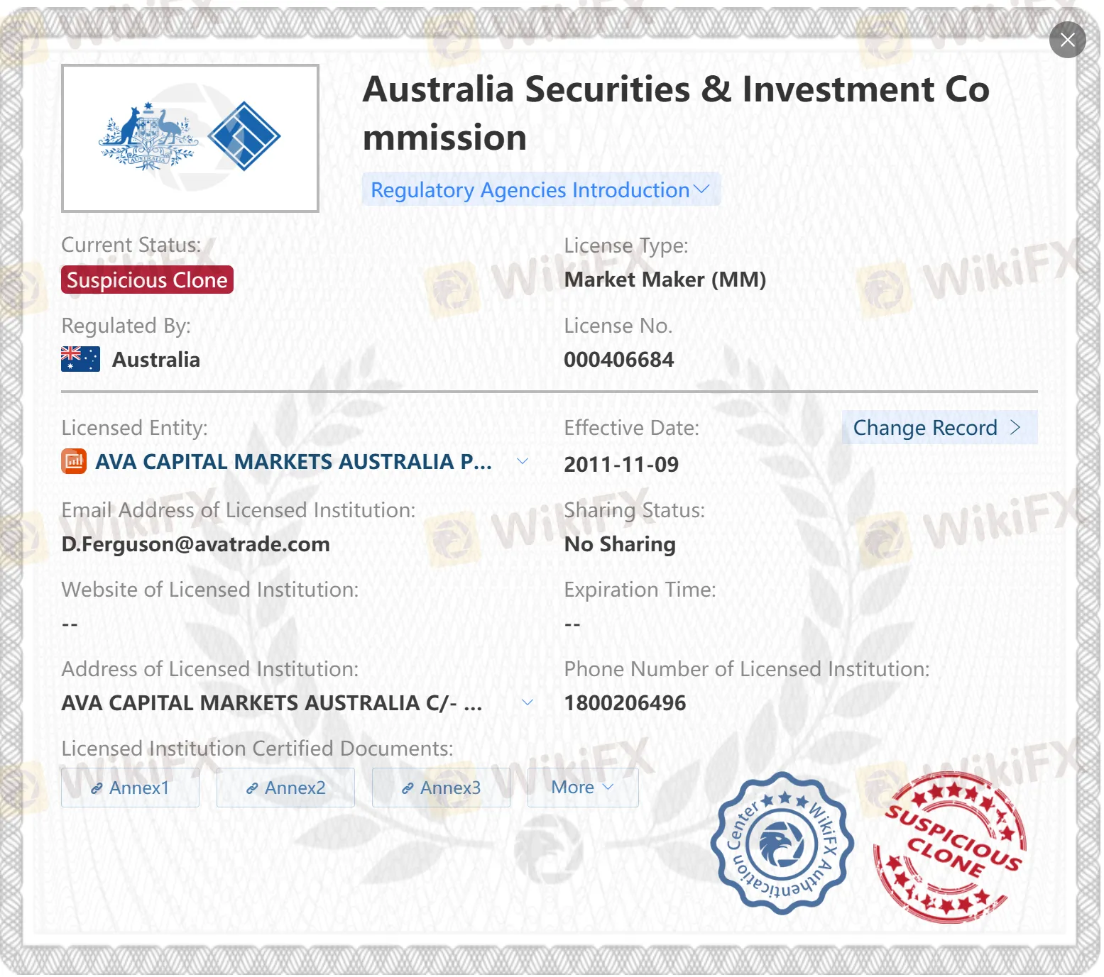 Suspicious clone ASIC license
