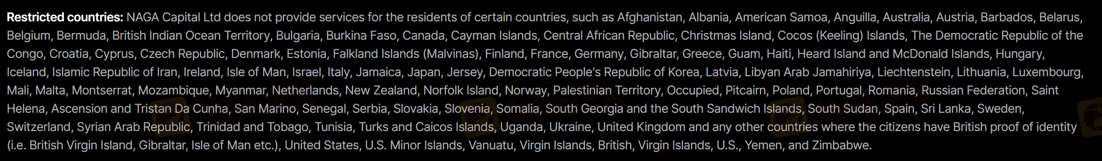 Restricted Countries