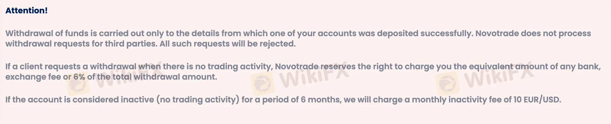 Novotrend Fees