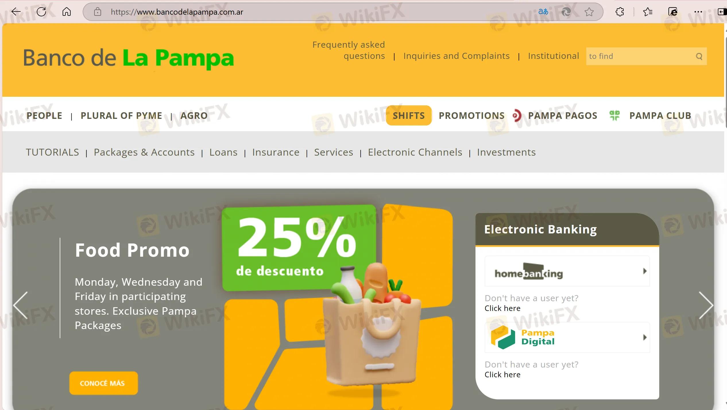 Banco de la Pampa's homepage