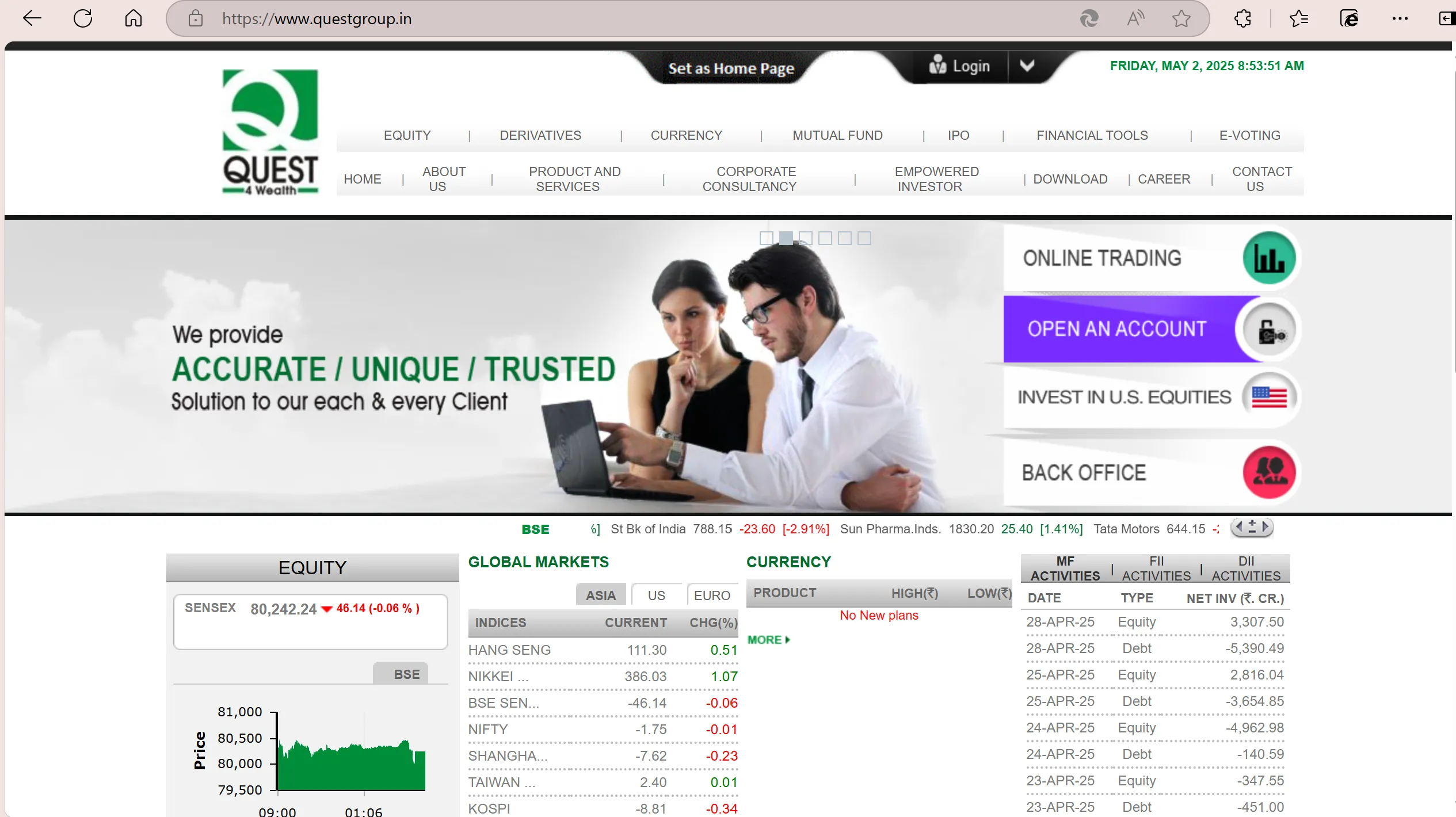 Quest's homepage Quest's homepage