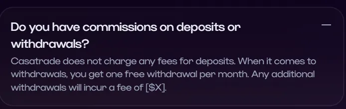 CasaTrade Fees