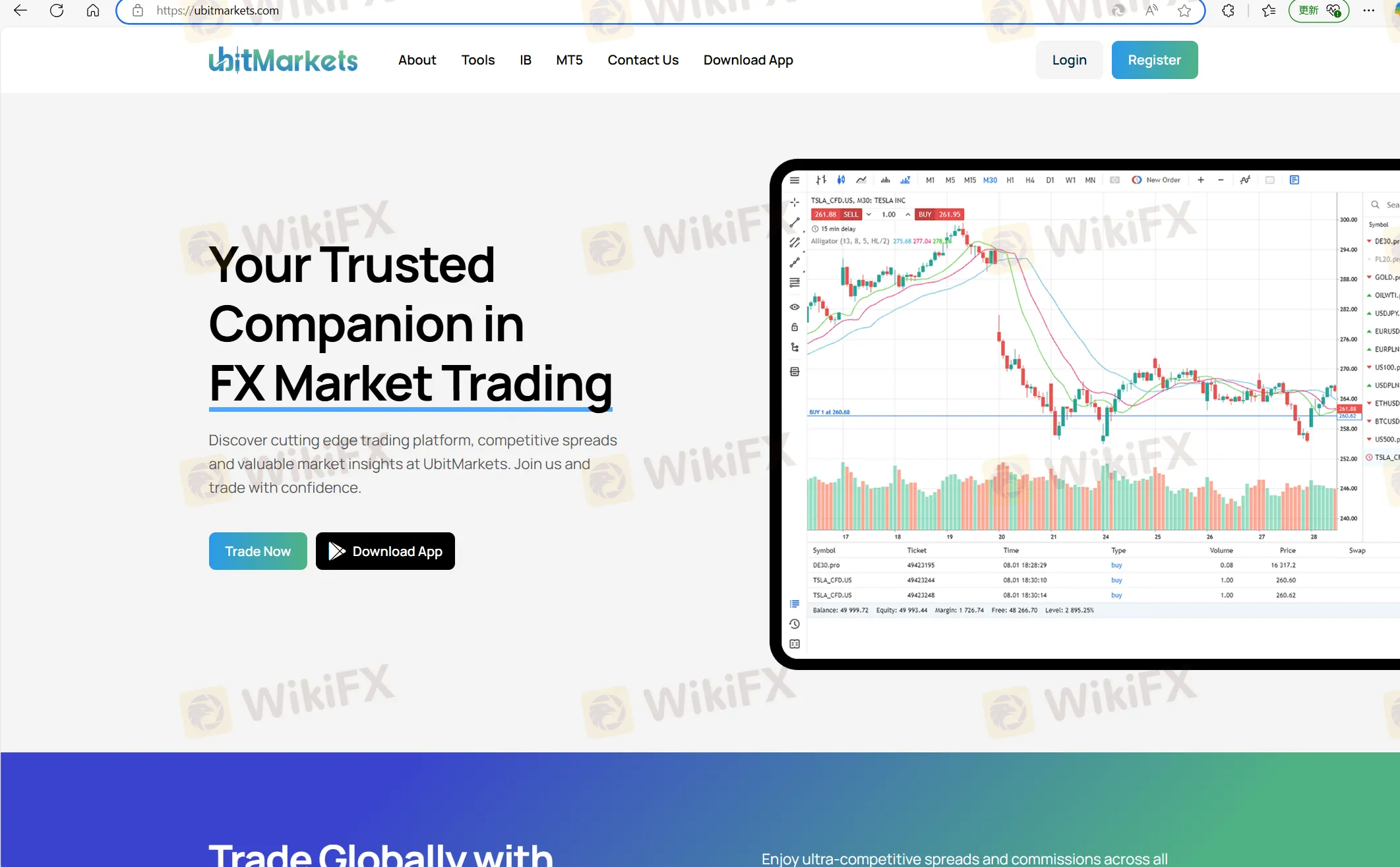 UbitMarkets' homepage