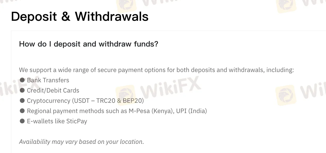 Deposit and Withdrawal