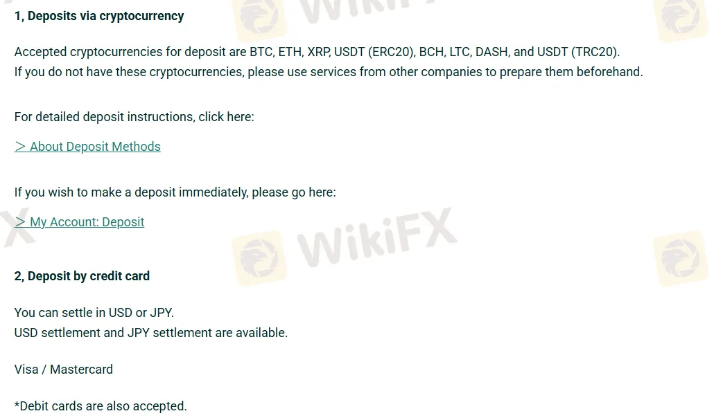 Deposit and Withdrawal