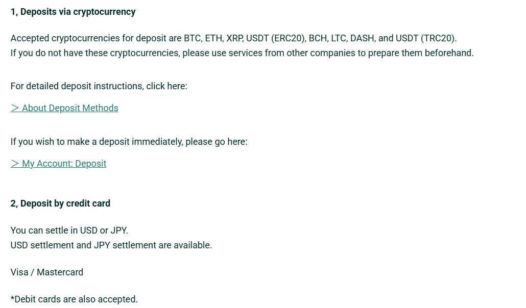 Deposit and Withdrawal Deposit and Withdrawal