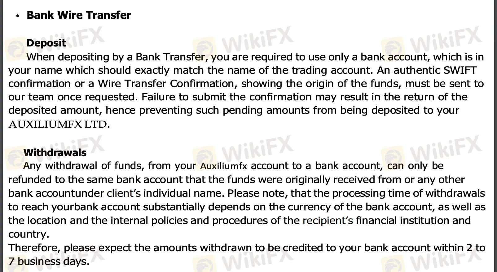 Deposit and Withdrawal