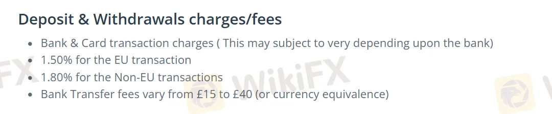 deposit and withdrawal charges