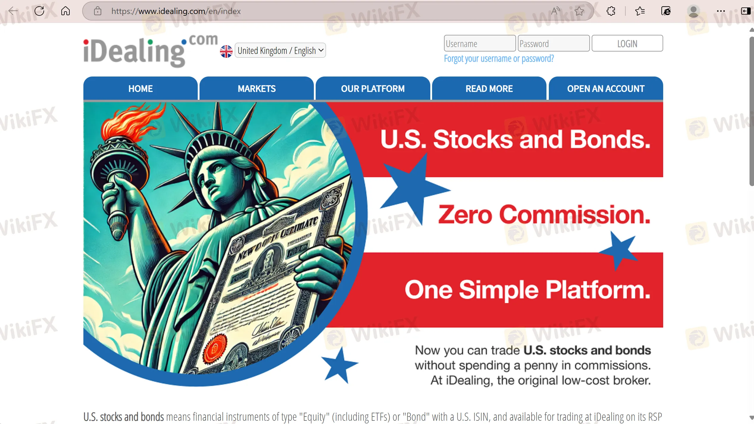 iDealing.com's homepage