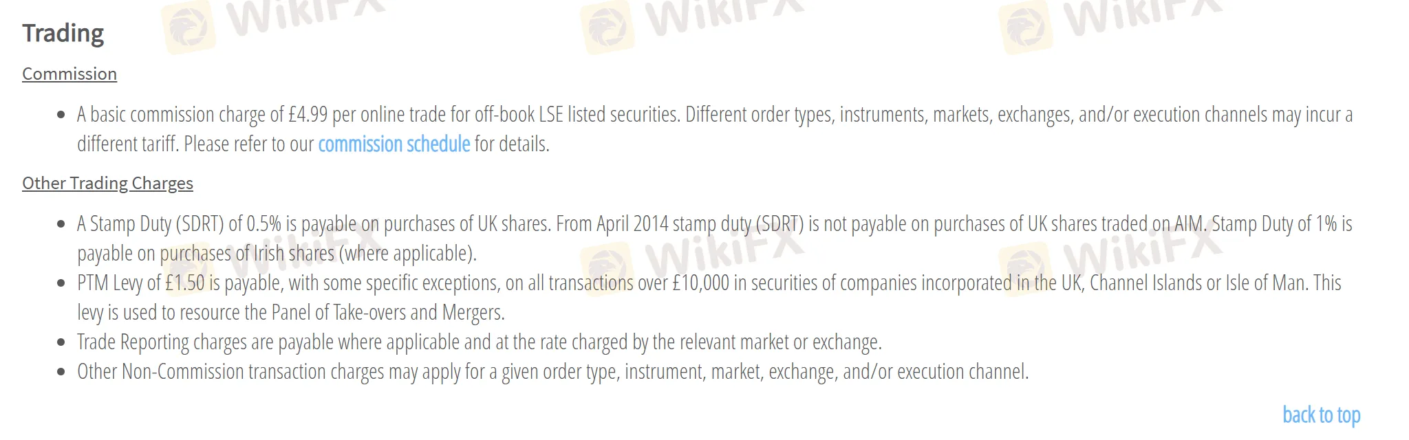 Trading fees