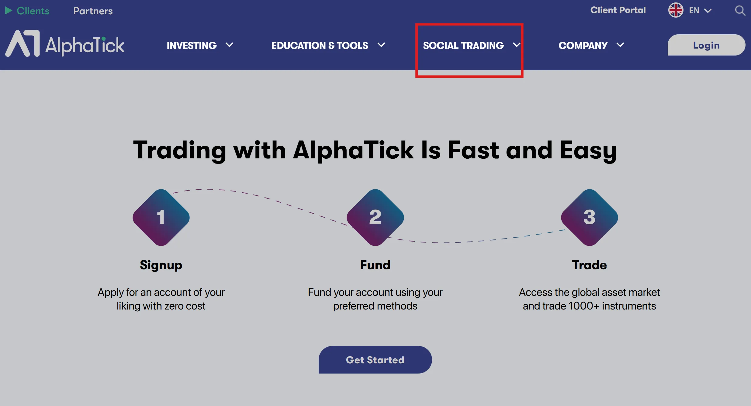 ALPHATICK social trading