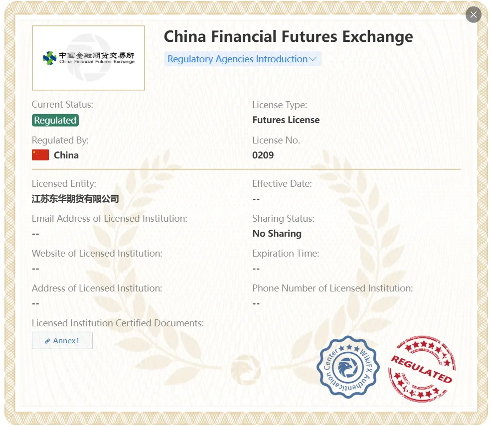 Licença DONGHUA FUTURES Licença DONGHUA FUTURES