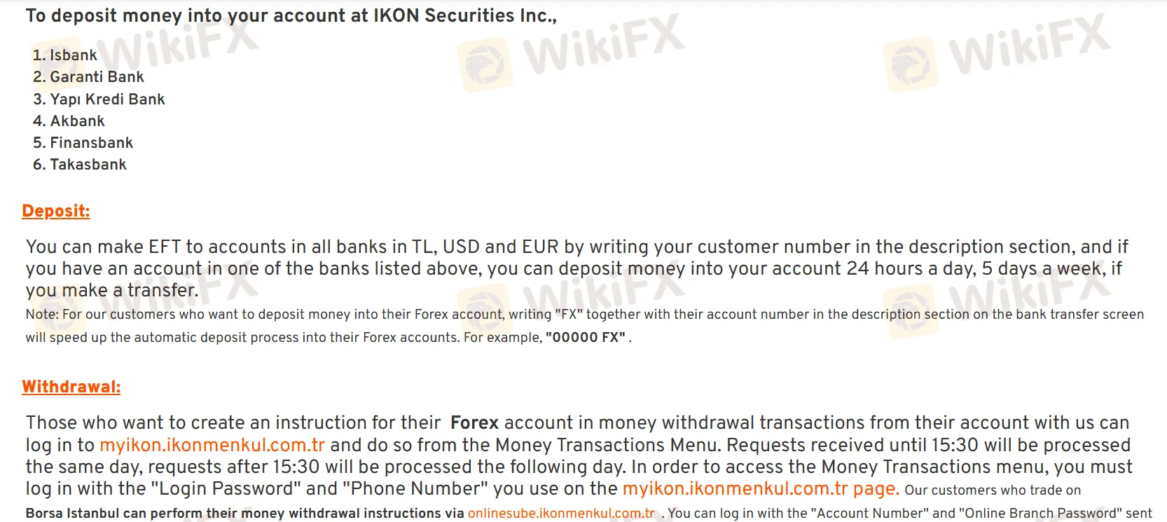 Deposit and Withdrawal