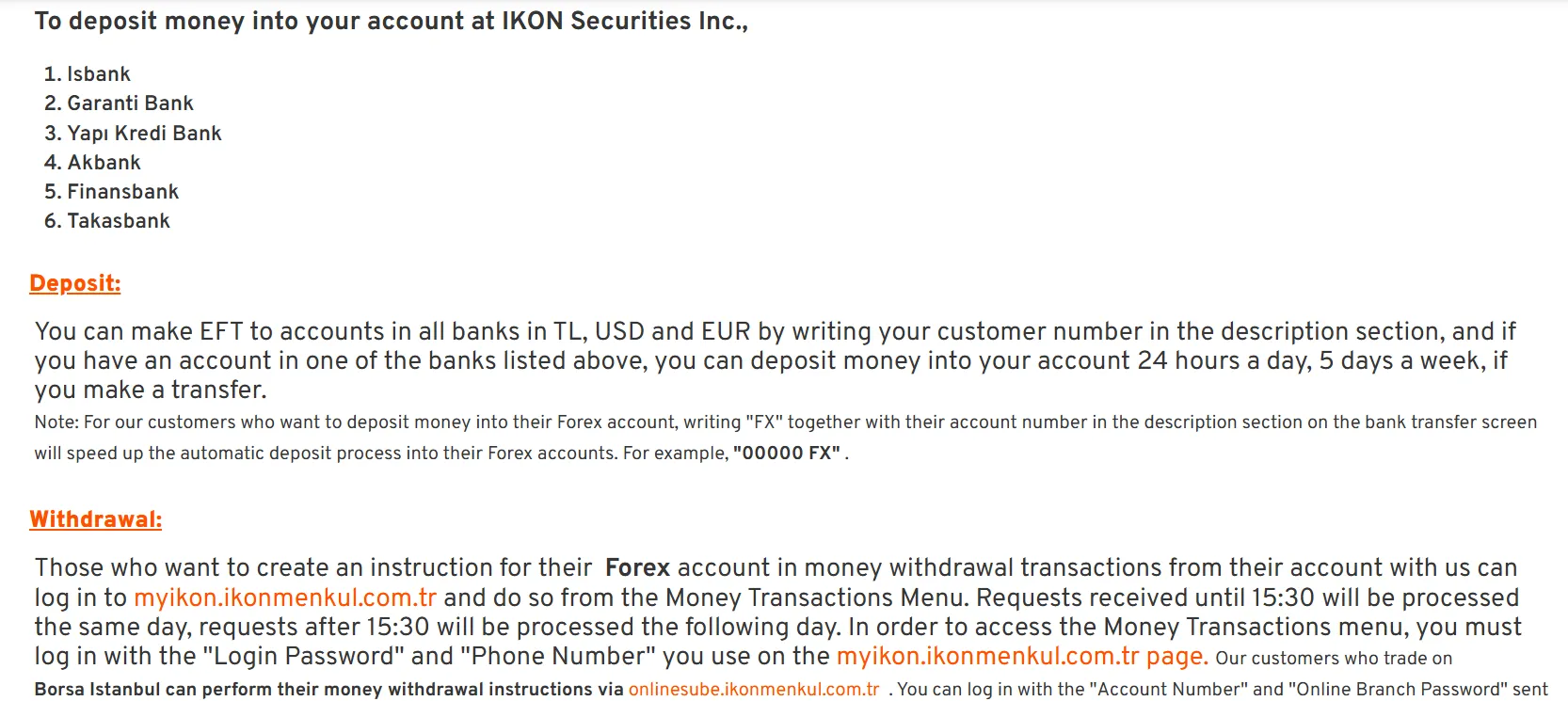 Deposit and Withdrawal Deposit and Withdrawal