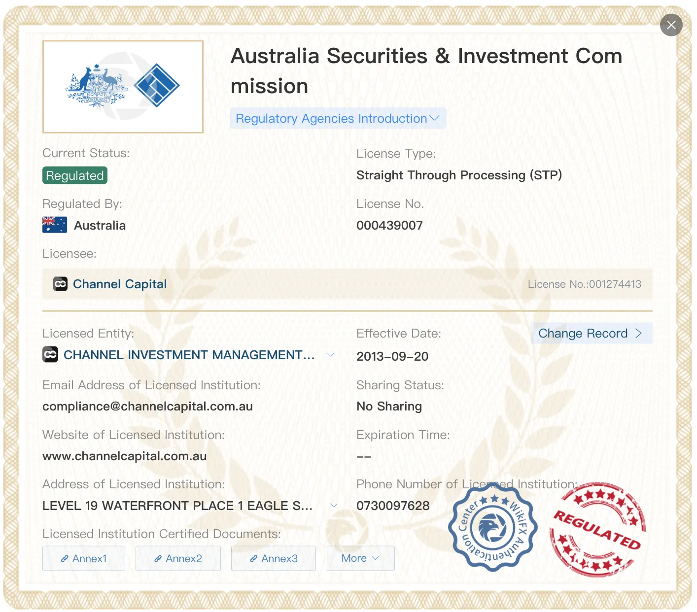 Channel Capital license Channel Capital license