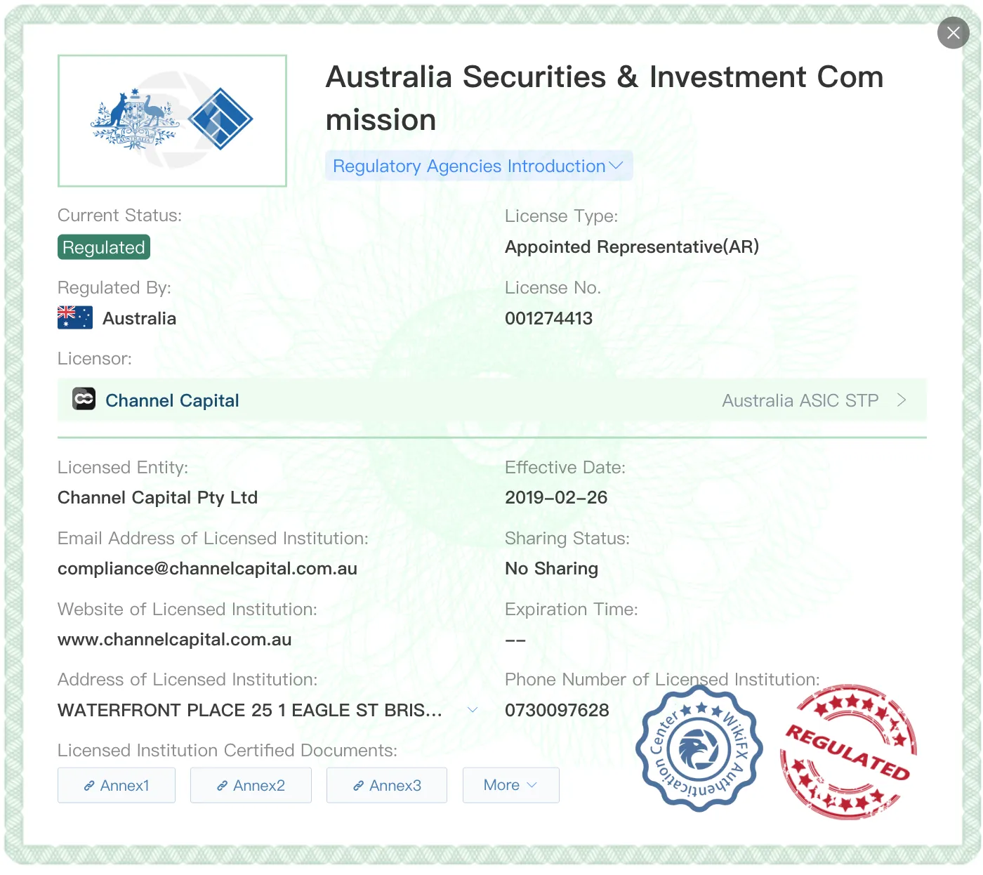 Channel Capital license Channel Capital license