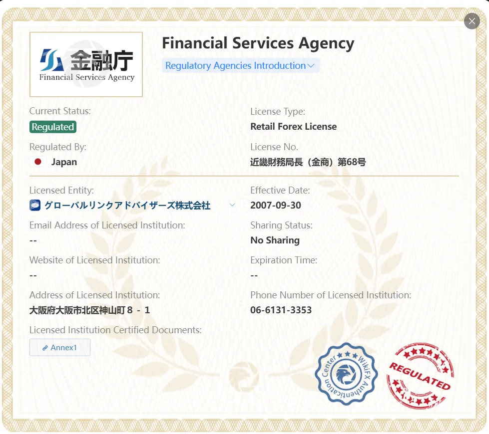 Global Link Advisers ใบอนุญาต Global Link Advisers ใบอนุญาต
