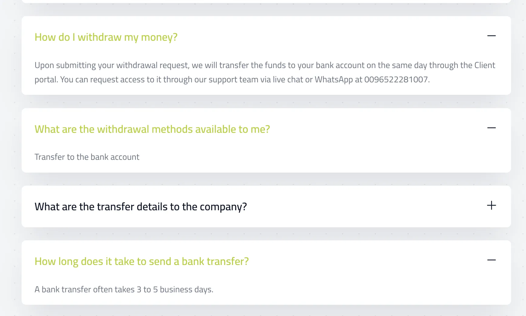Deposit and Withdrawal Deposit and Withdrawal