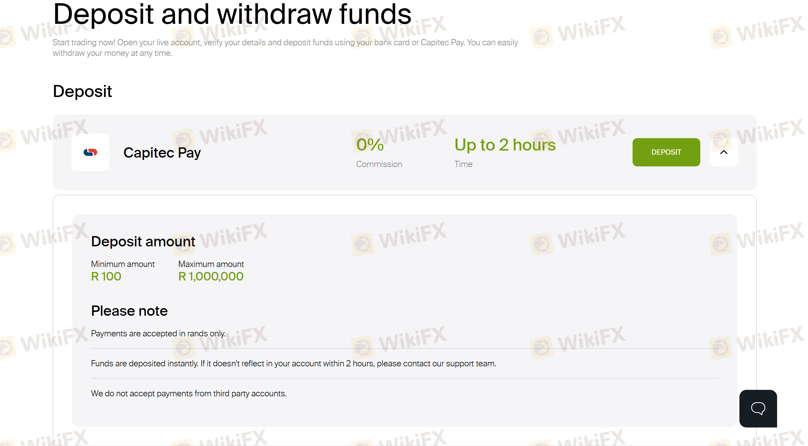 minimum deposit