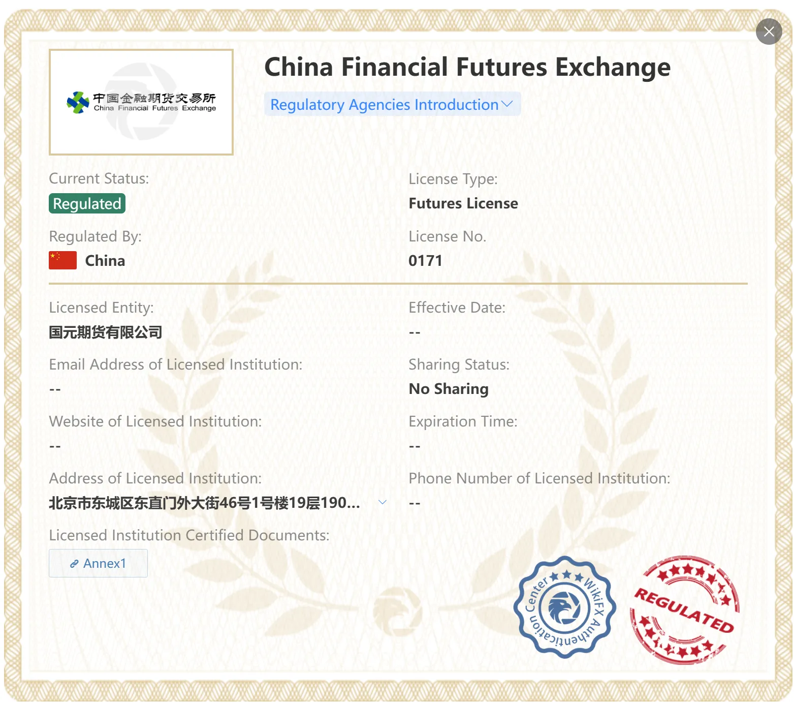ได้รับการควบคุมโดย CFFEX ได้รับการควบคุมโดย CFFEX