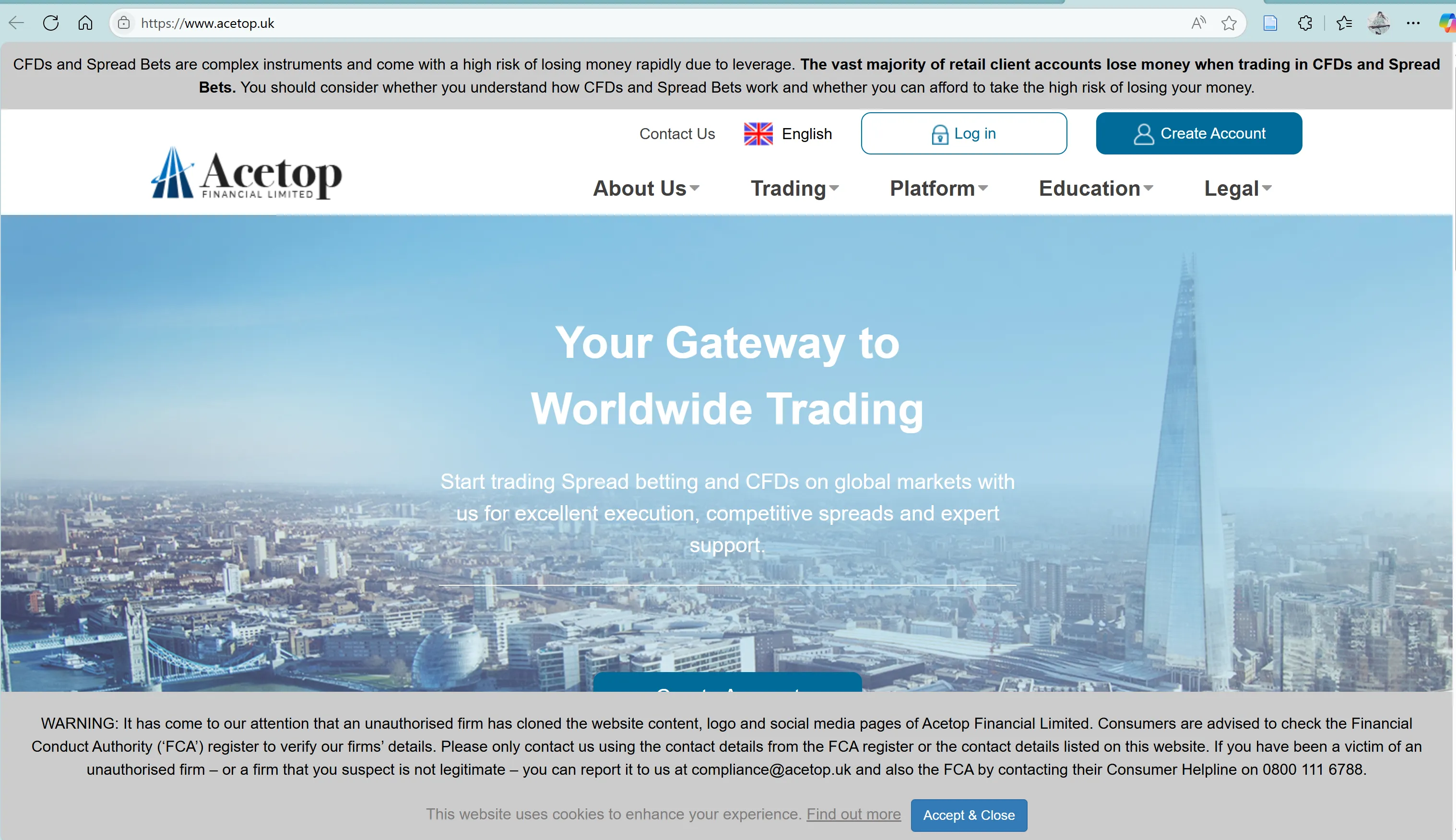 Acetop Financial's homepage