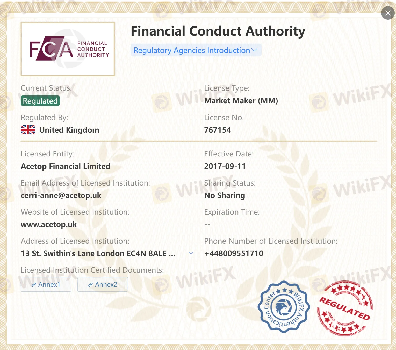 Được quy định bởi FCA