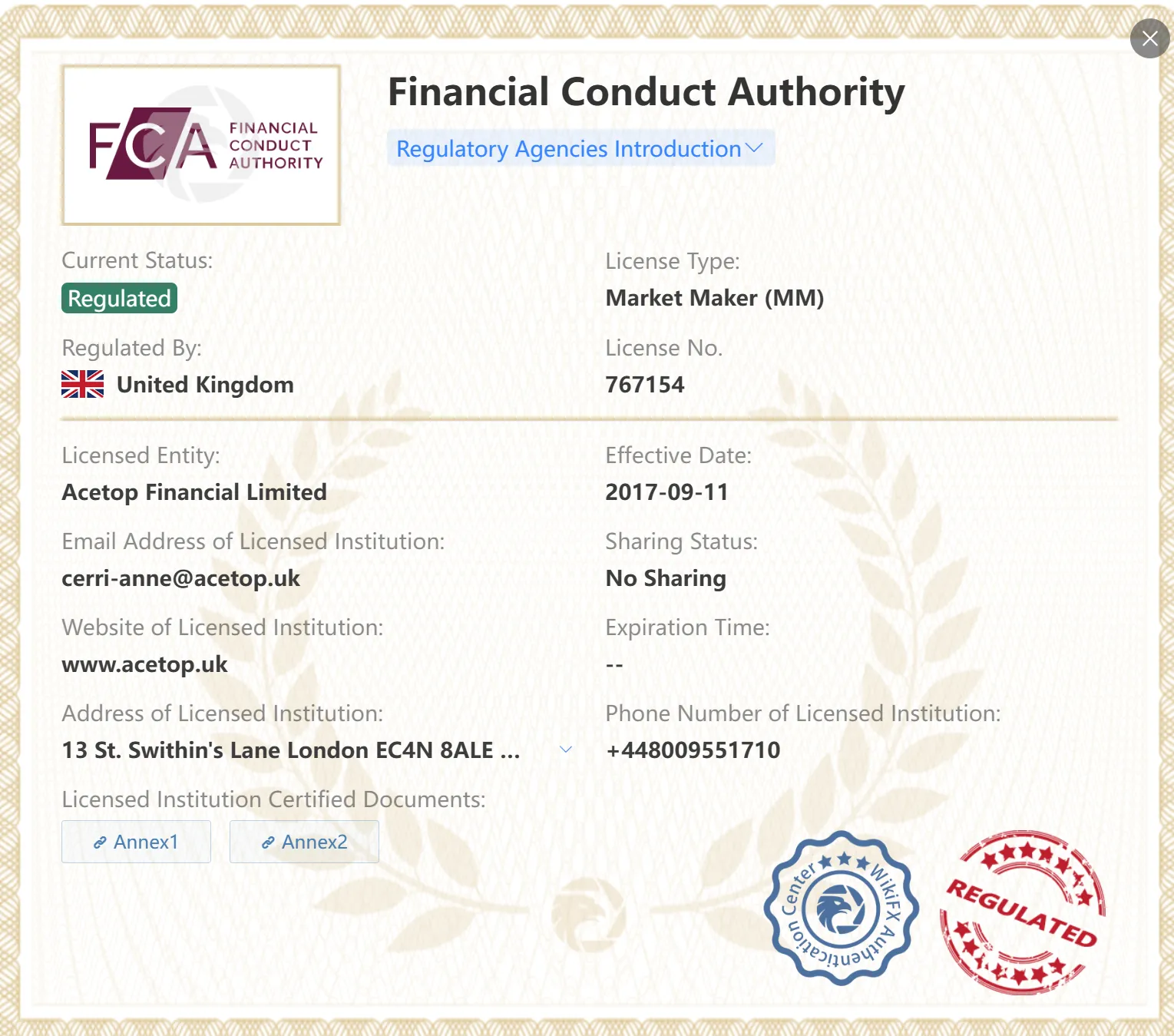 Regulated by FCA