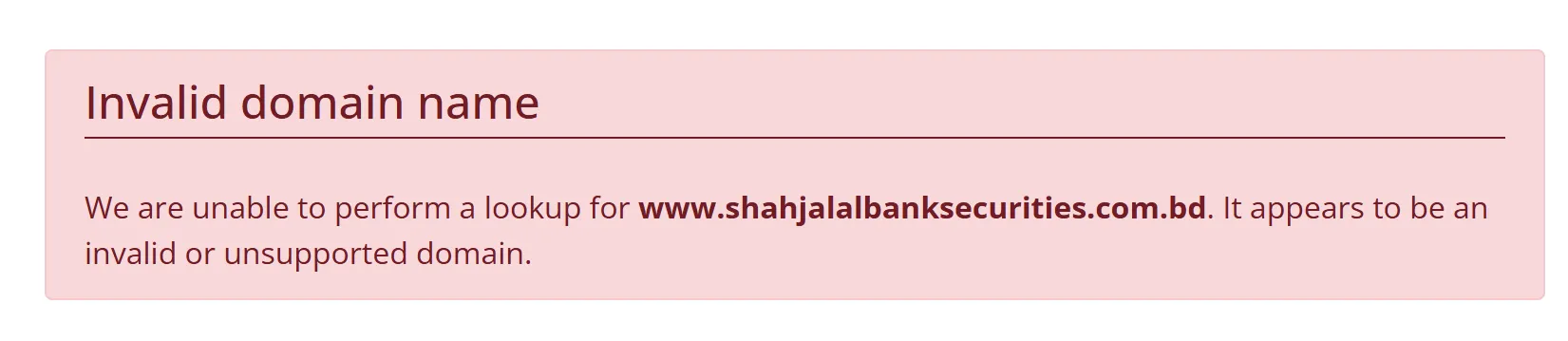 Invalid domain name Invalid domain name
