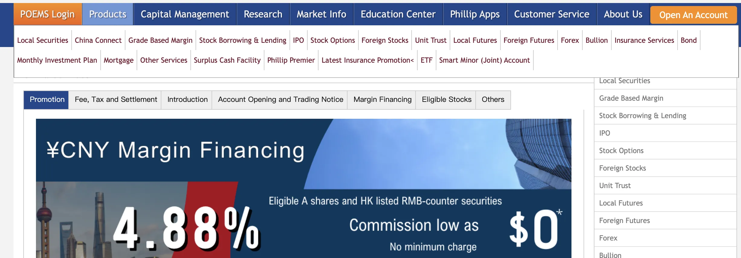 Que puis-je trader sur Phillip Securities Group?