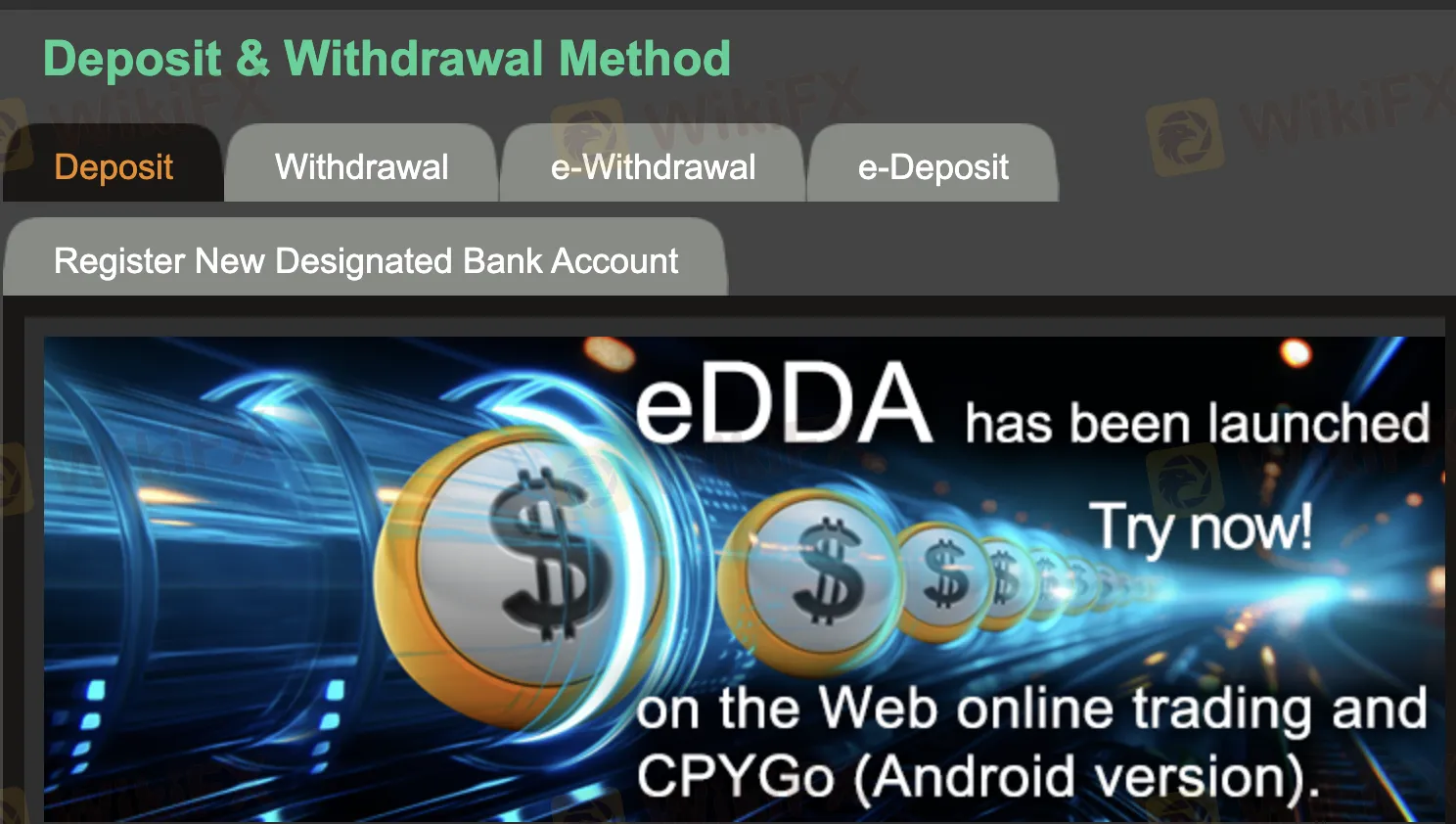 Deposit and Withdrawal