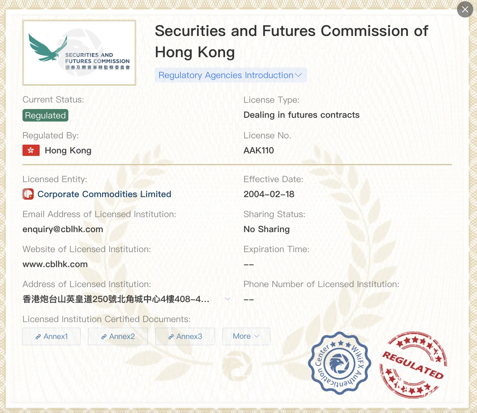 Regulado ng SFC Regulado ng SFC