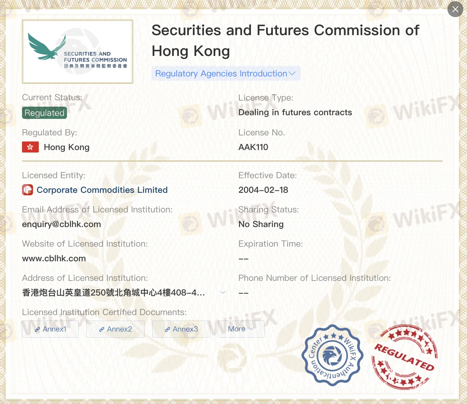 Regulated by SFC