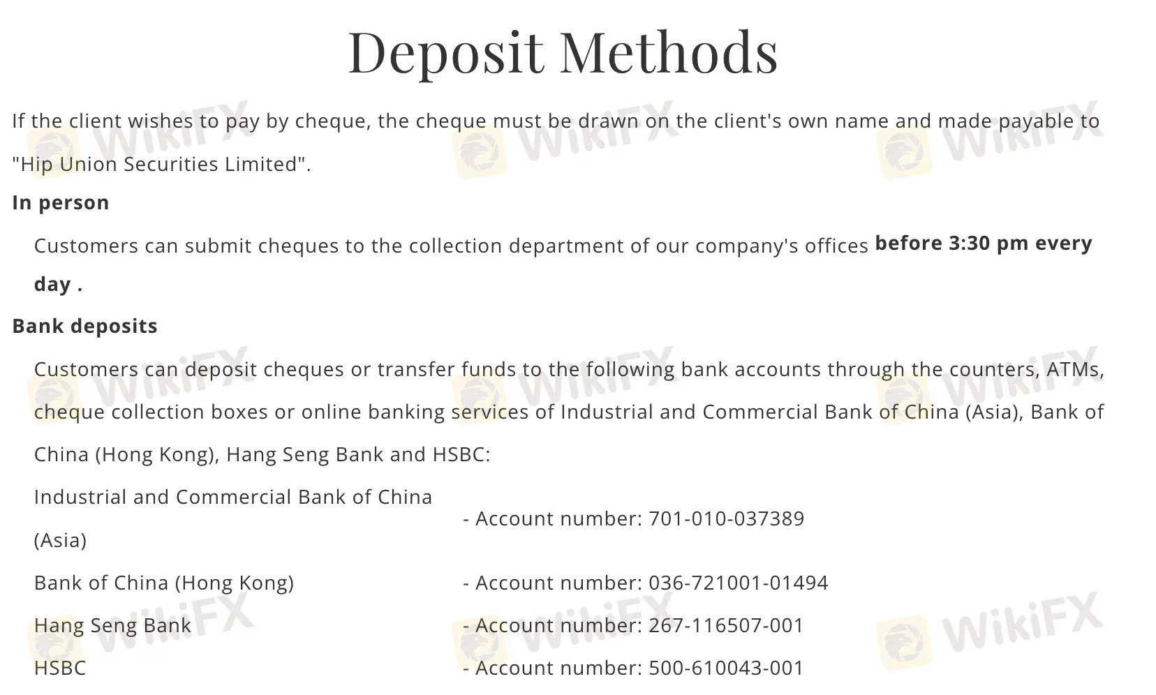 Deposit methods