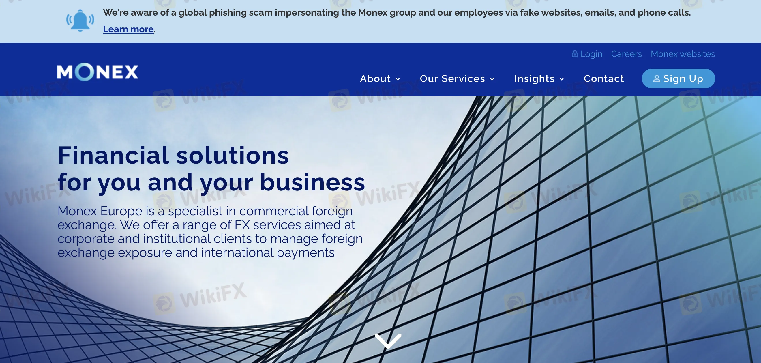 Monex Europe's homepage